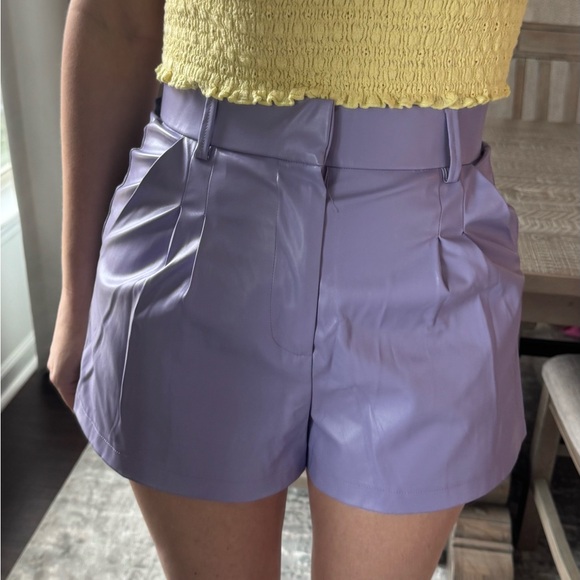 Day + Moon Pants - Lavender Purple Faux Leather Women's Shorts